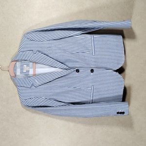 J. Crew Blue and White Striped Blazer
